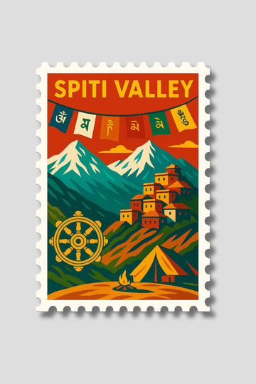 Spiti Valley With Flag Sticker