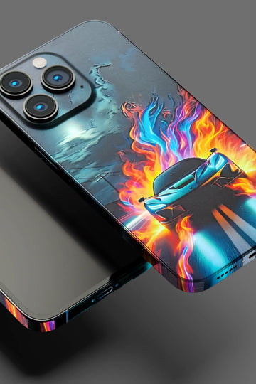 Sports Car With Fire Mobile Skin 1318