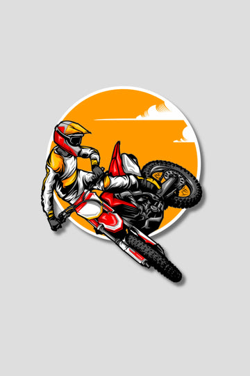 Motocross Red Bike Rider Sticker