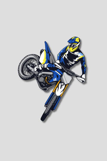 Motocross Blue Bike Rider Sticker