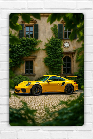 Yellow Porsche GT3 RS Metal Poster 3