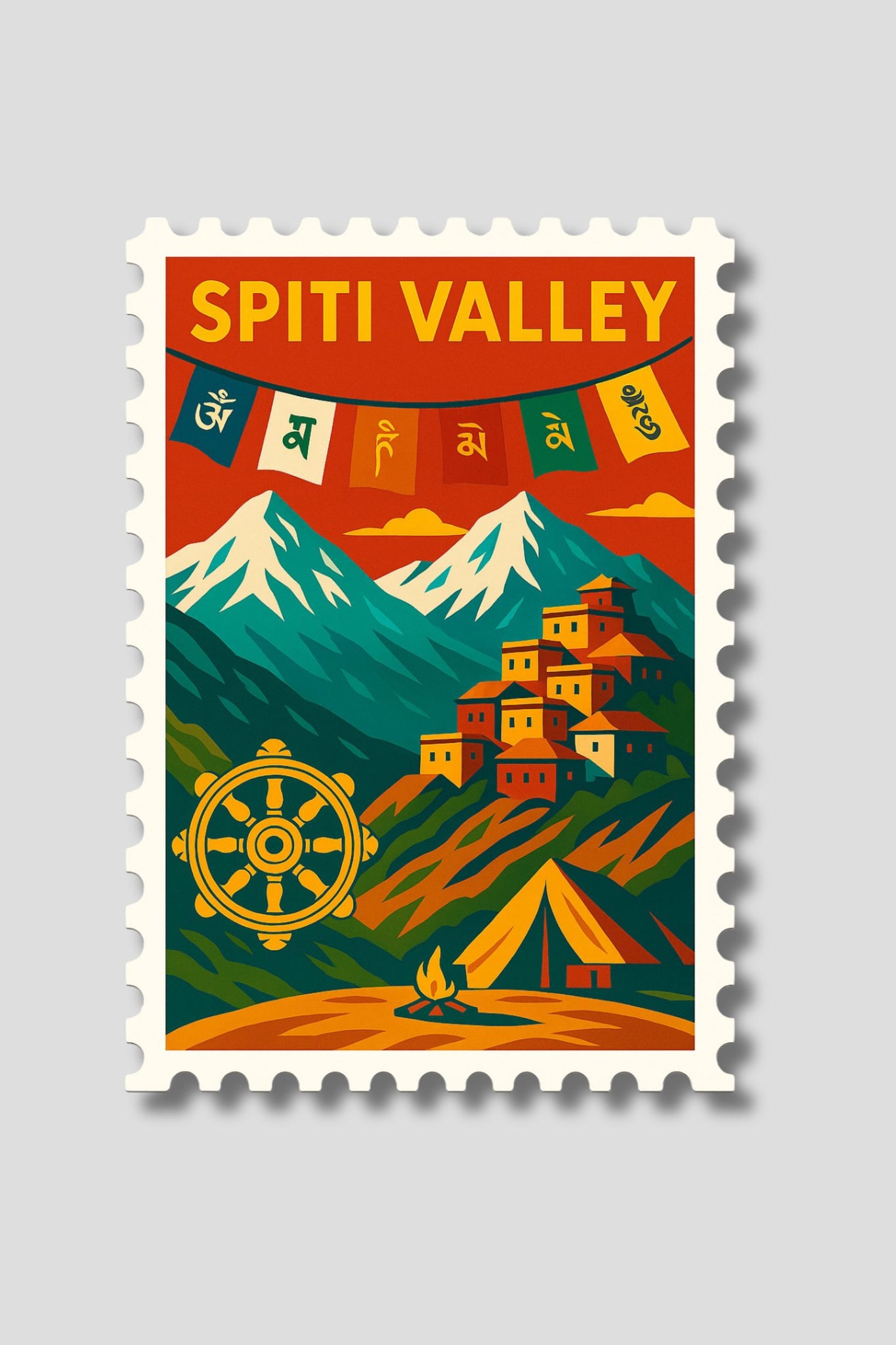 Spiti Valley With Flag Sticker