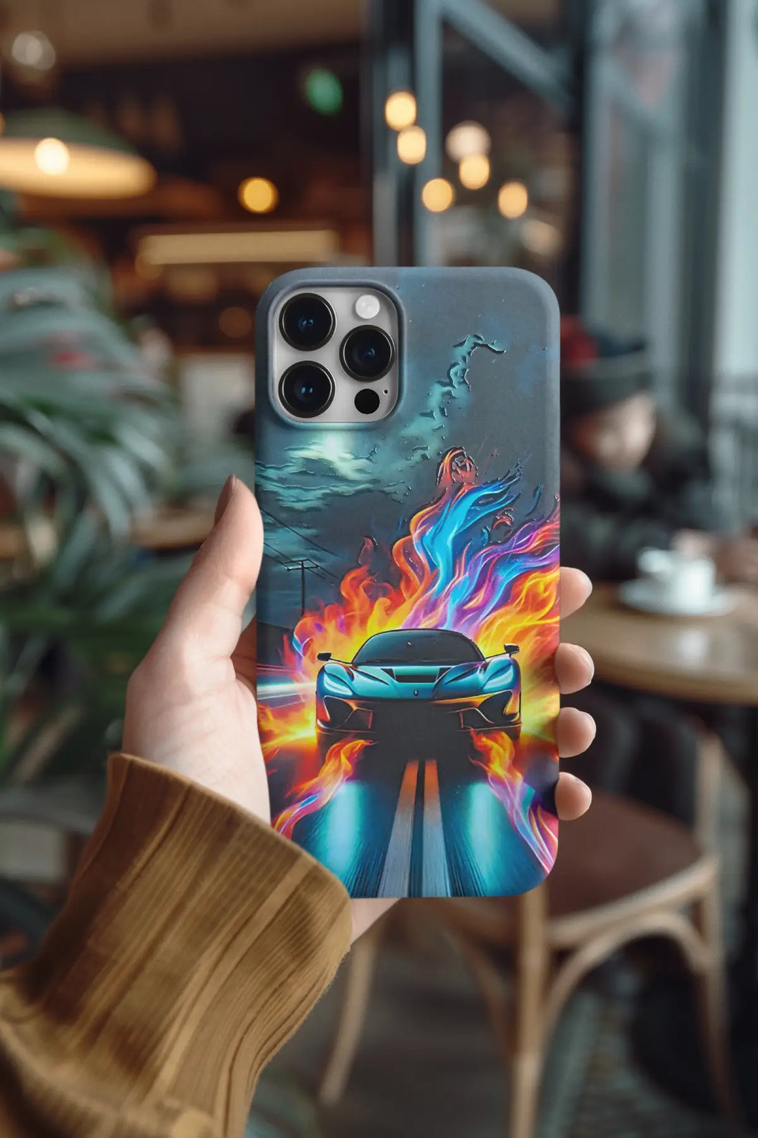 Sports Car With Fire Mobile Skin 1318