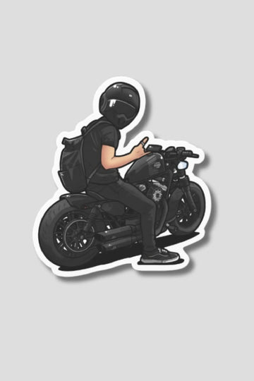 Biker with Bullet Sticker